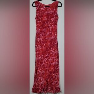 Vintage Dressing Clio Floral Maxi Dress Size 8 Red Fairycore Sheer Ruffle Y2K